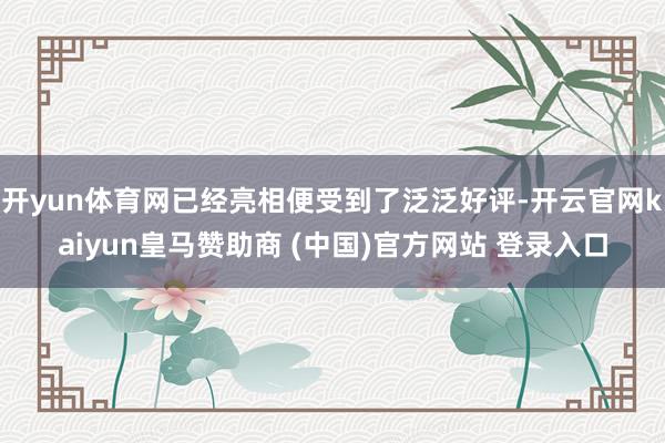 开yun体育网已经亮相便受到了泛泛好评-开云官网kaiyun皇马赞助商 (中国)官方网站 登录入口