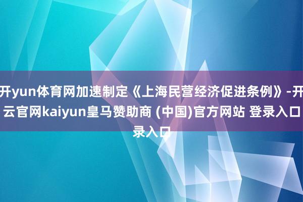 开yun体育网加速制定《上海民营经济促进条例》-开云官网kaiyun皇马赞助商 (中国)官方网站 登录入口